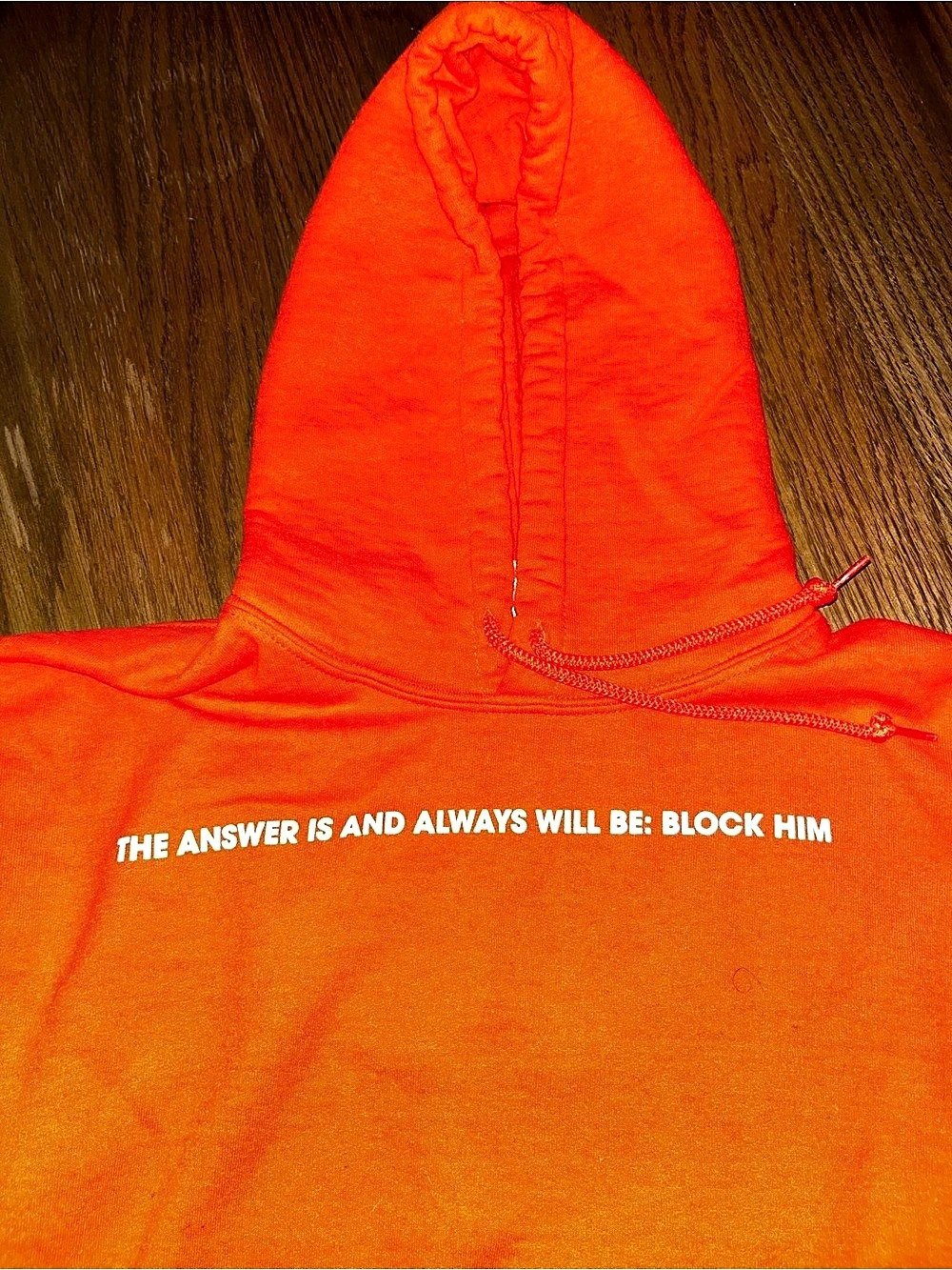 Barstool Sports Block Him Hoodie Graphic Orange Medium